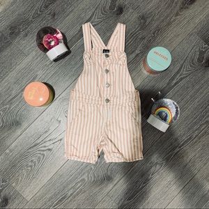 Gap Kids Pink Stripe Shrtal Denim Overalls
